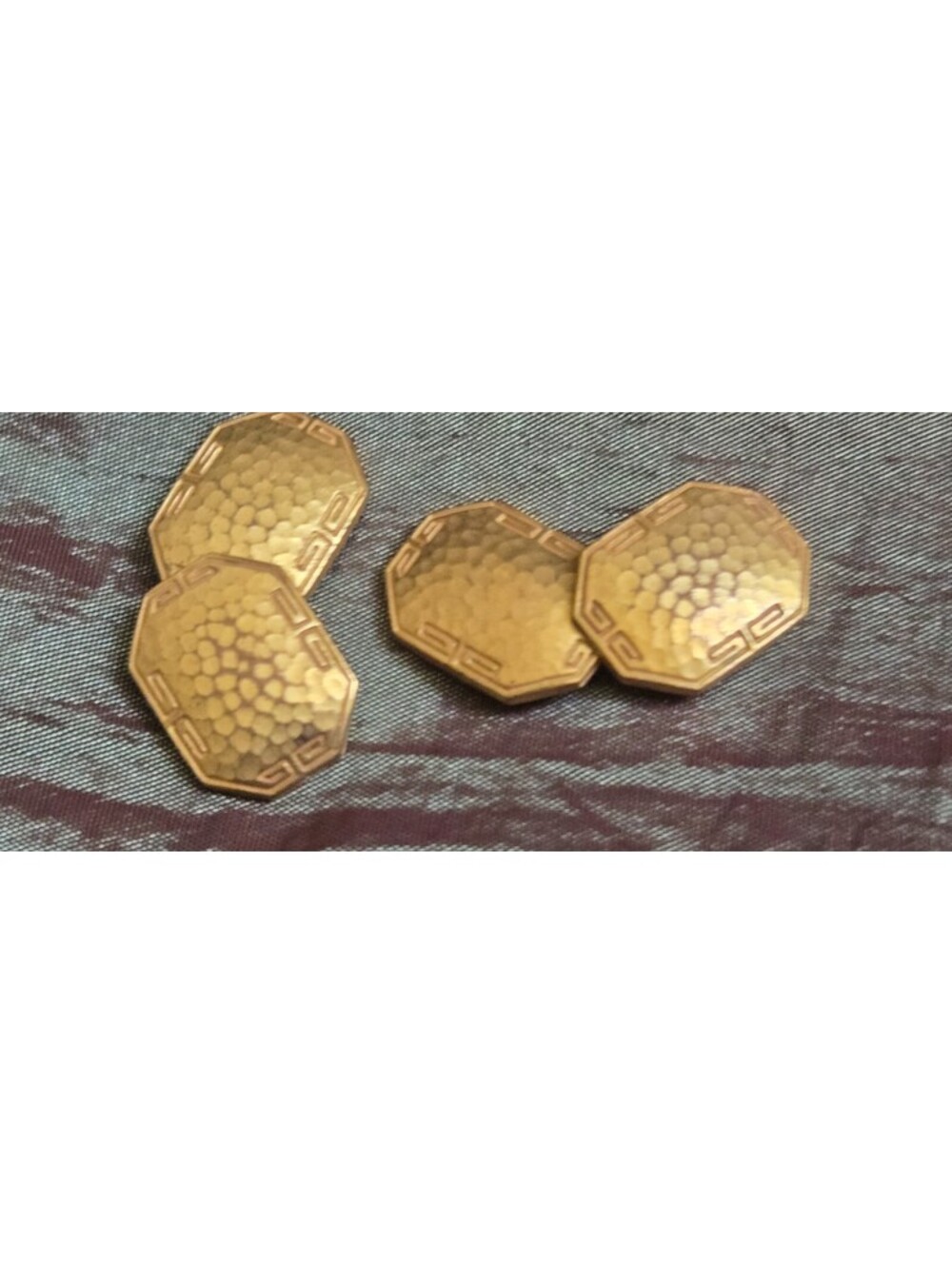 Vintage Art Deco Greek Key Details Along Edge Gold Plated? Goldtone Cuff Links